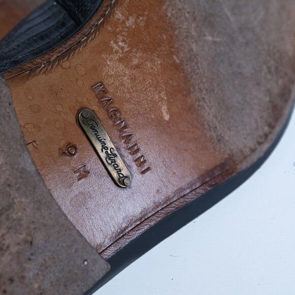Share Vintage Magnanni Black Lizard leather Penny Loafer Men's Size 9 M Made in - Picture 7 of 7